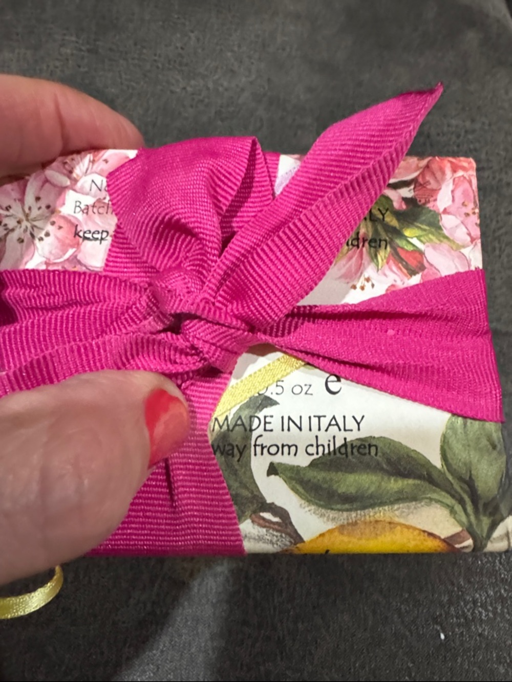 Lemon & PeachVegetable Soap Gift Bar Set (2) with Pink Ribbon - Picture 2 of 3